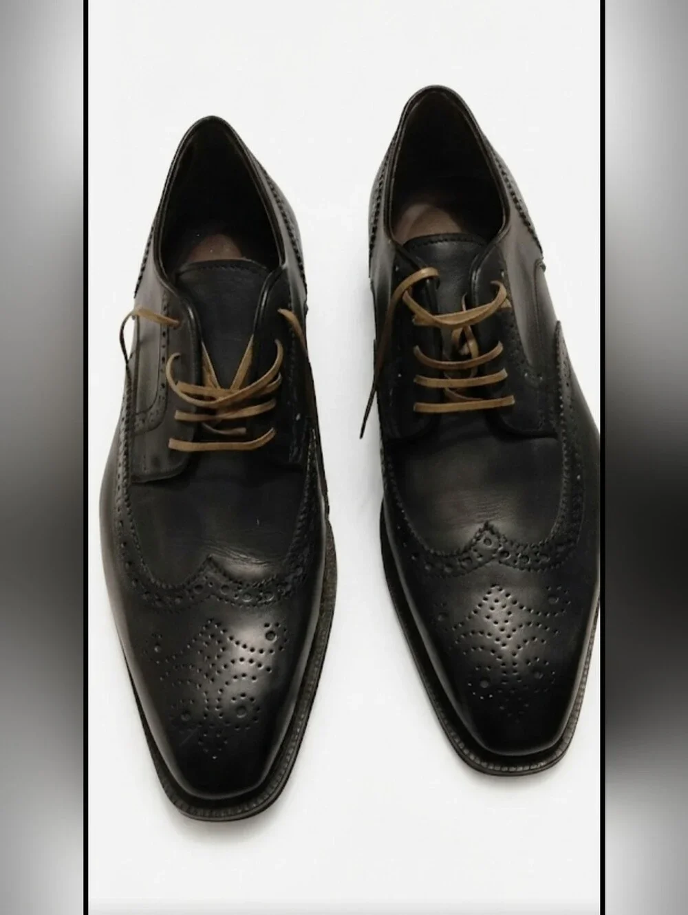 Santo de' Ricci Firenze Black Leather Brogue Shoes Size 43 EU (10 US)